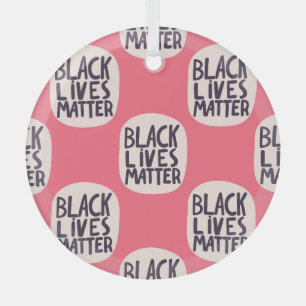 Black lives matter, calligraphic pattern glass tree decoration