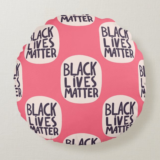 Black lives matter, calligraphic pattern round cushion (Front)