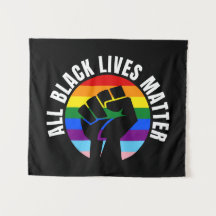 Black Lives Matter Fist and LGBTQ Flag