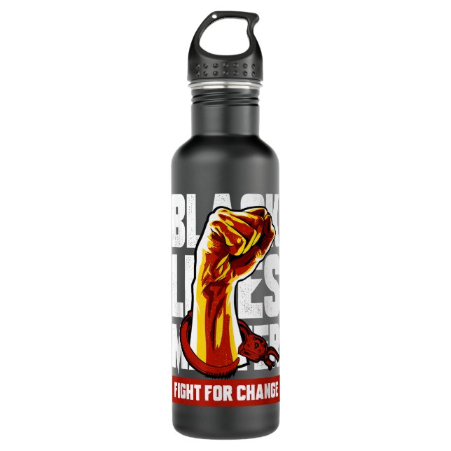 Black Lives Matter Fist BLM  710 Ml Water Bottle (Front)