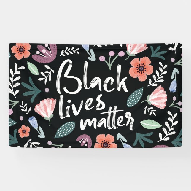 Black Lives Matter Floral Banner (Horizontal)