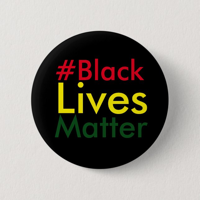 Black Lives Matter Hashtag Rasta Button (Front)