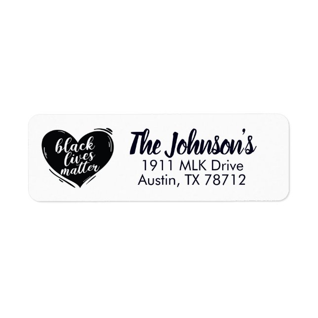 Black Lives Matter Heart Return Address Labels (Front)