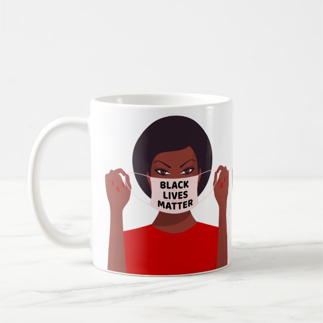black lives matter history afro covid mask woman coffee mug (Left)