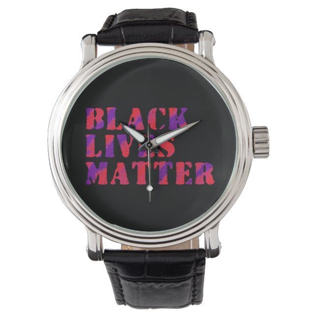 Black Lives Matter Painting 02 Red Purple Custom Watch (Front)