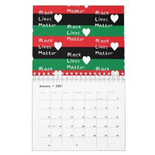 Black Lives Matter Pan-African Flag White Heart Calendar