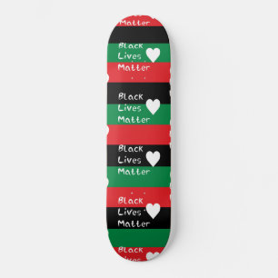 Black Lives Matter Pan-African Flag White Heart Skateboard