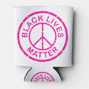 black lives matter peace sign pink can cooler