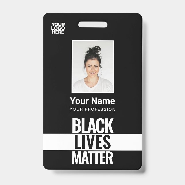 Black Lives Matter Photo, Bar Code, Logo, Name ID Badge (Front)