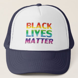 Black lives matter rainbow modern typography lgbt  trucker hat