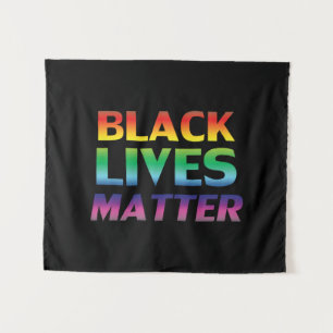 Black Lives Matter rainbow typography lgbt black Tapestry