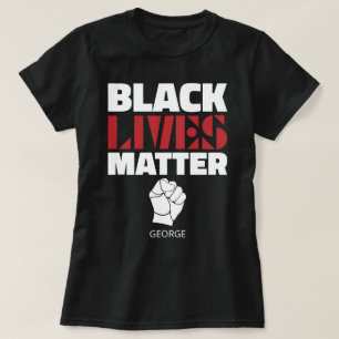 Black Lives Matter Raised Fist Customized Name T-Shirt