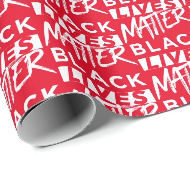 Black lives matter red Christmas Wrapping Paper (Roll Corner)