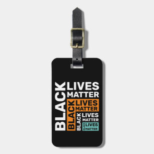 Black Lives Matter Simple Orange Blue Typography Luggage Tag