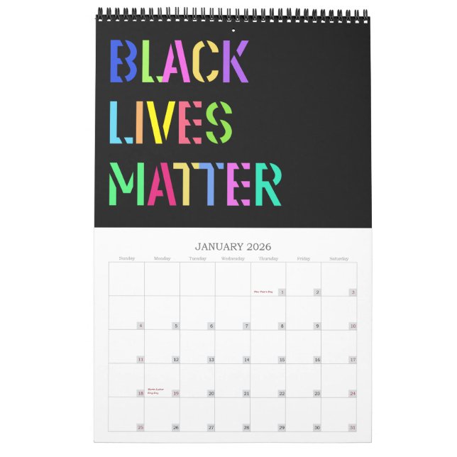 Black Lives Matter Stencil 01 Editable Calendar (Jan 2026)