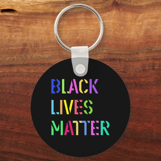 Black Lives Matter Stencil 01 Editable Color Key Ring (Front)