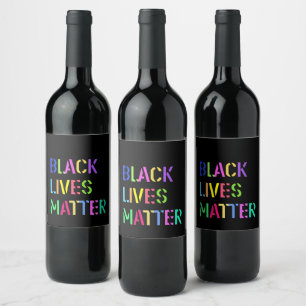 Black Lives Matter Stencil 01 Multiple Styles Wine Label