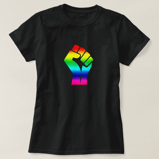 Black Lives Matter Symbol LGBTQ Pride Rainbow T-Shirt (Design Front)