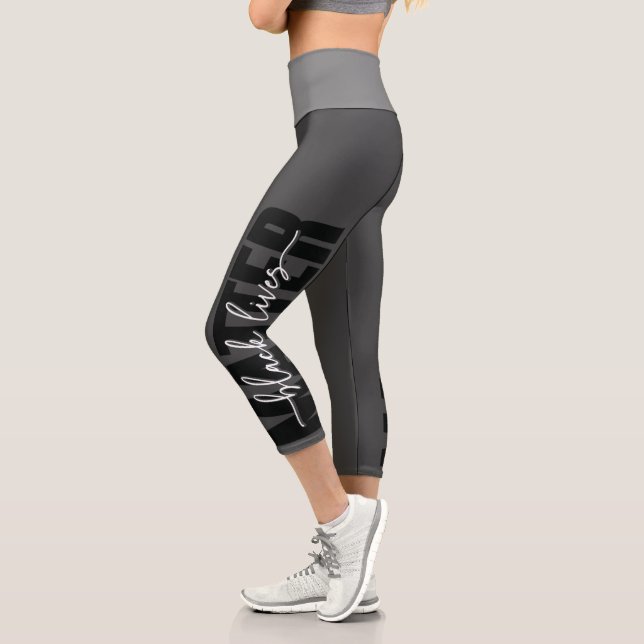 Black Lives Matter Typography Capri Leggings (Left)