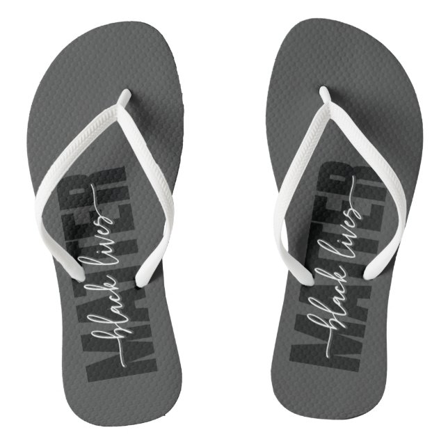 Black Lives Matter Typography Flip Flops (Footbed)