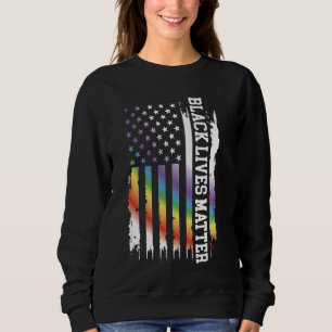 Black Lives Matter United States Rainbow w US Flag Sweatshirt