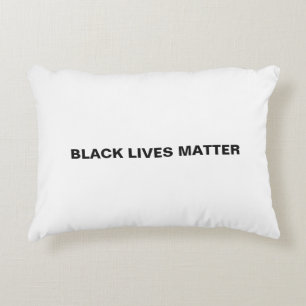 Black Lives Matter white and black text minimalist Decorative Cushion
