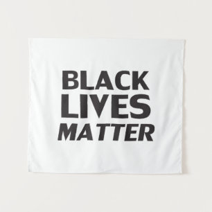 Black Lives Matter white black modern typography Tapestry