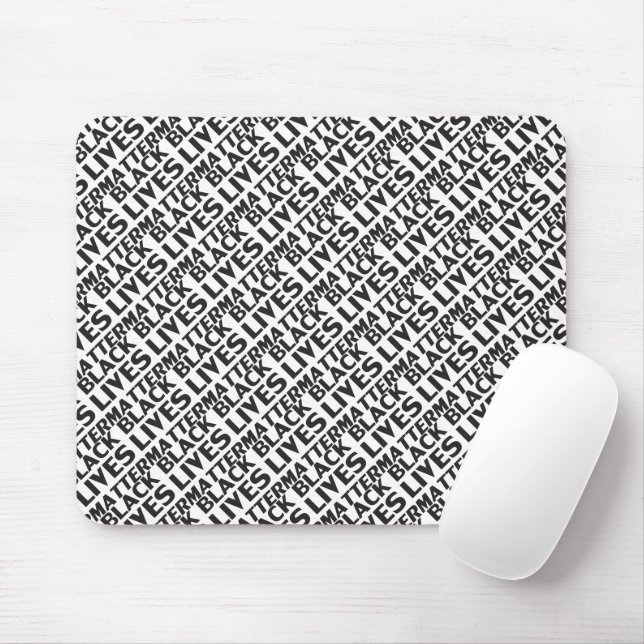 Black Lives Matter white black typography modern Mouse Mat (With Mouse)