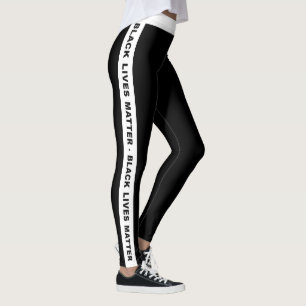 Black Lives Matter - white side strip on black Leggings