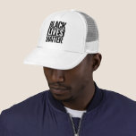 Black Lives Matter White Trucker Hat<br><div class="desc">Black Lives Matter White Trucker Hat featuring typography protest sign</div>