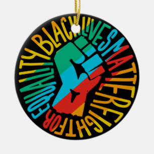 black lives matter x lgbt pride flag equality fist ceramic tree decoration
