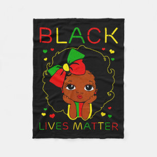 Black Lives Problem Little Melanin Princess Black Fleece Blanket