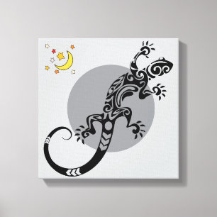 Black Lizard Abstract Pattern Canvas Art