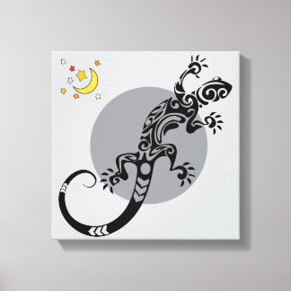 Black Lizard Abstract Pattern Canvas Art
