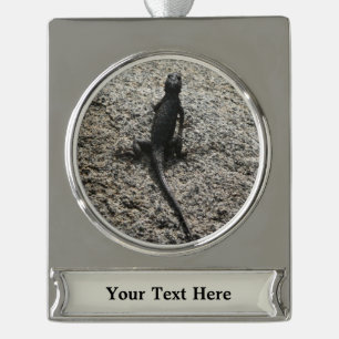 Black Lizard Silver Plated Banner Ornament