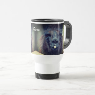 Black Llama Animal Personalised  Travel Mug