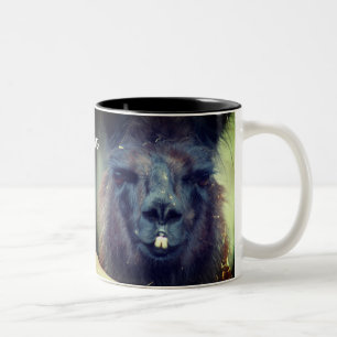 Black Llama Animal Personalised Two-Tone Coffee Mug