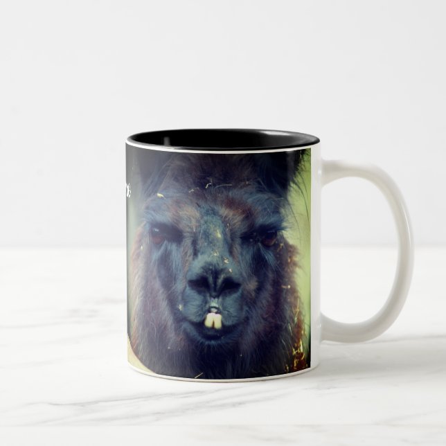 Black Llama Animal Personalised Two-Tone Coffee Mug (Right)