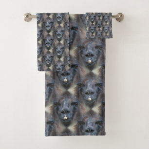 Black Llama Face Animal Pattern    Bath Towel Set