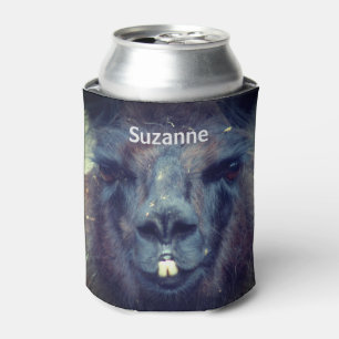 Black Llama Face Farm Animal Personalized Can Cooler