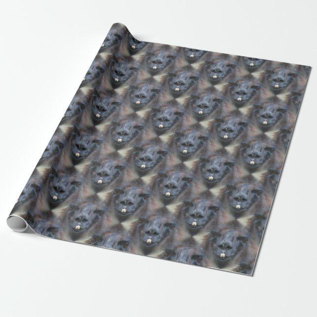 Black Llama Face Nature Pattern  Wrapping Paper (Unrolled)