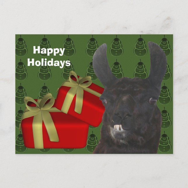 Black Llama Farm Animal Christmas Holiday (Front)