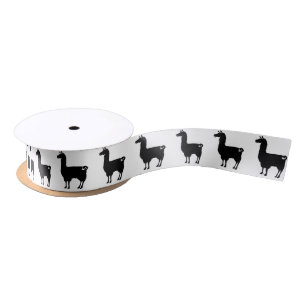 Black Llama Ribbon Satin Ribbon