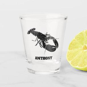 Black Lobster Illustration Personalised Shot Glass