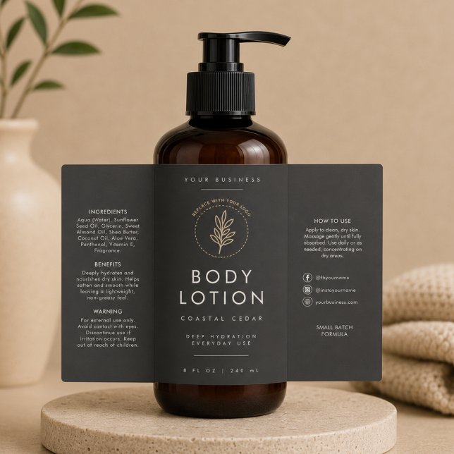 Black Logo 8oz Lotion Bottle Label (Creator Uploaded)