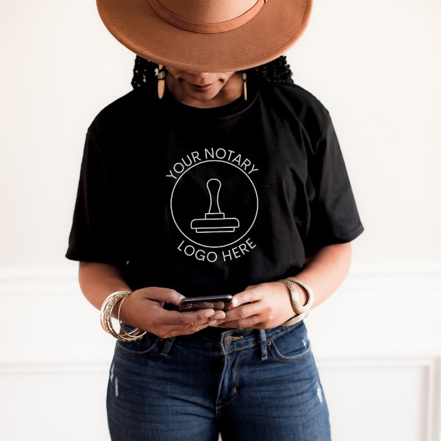 Black Logo Add QR Promotional Notary Company Staff T-Shirt (Creator Uploaded)