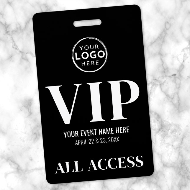 Black Logo All Access Pass Event VIP ID Badge (VIP Logo Black All Access Event Badge)