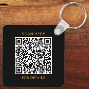 Black Logo Aluminium Square Keychain with QR Code
