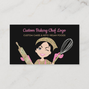 Black Logo Bakery Chef Eucalyptus Pastry Business Card