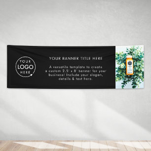 Black Logo   Business Modern Professional Photo 8' Banner